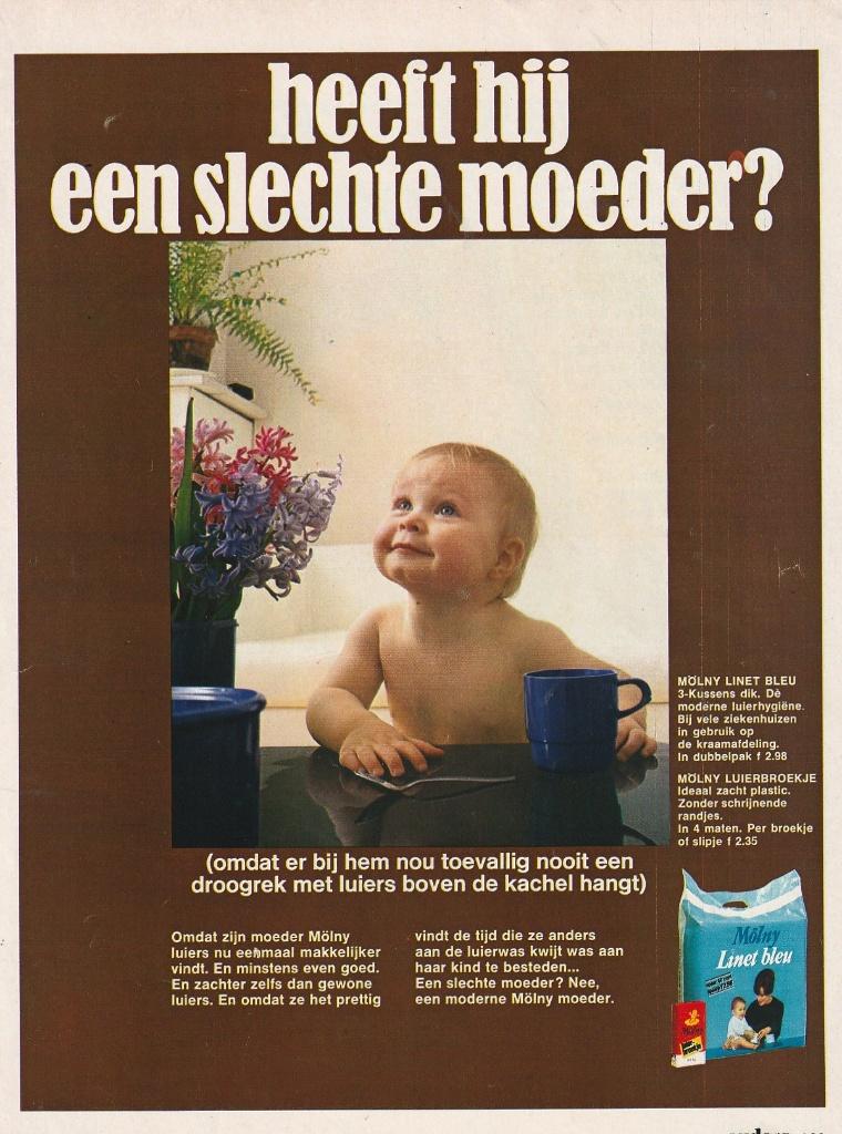 Retro reclame 1971 Mölny baby luiers moeders zijn blij, Verzenden, Overige typen