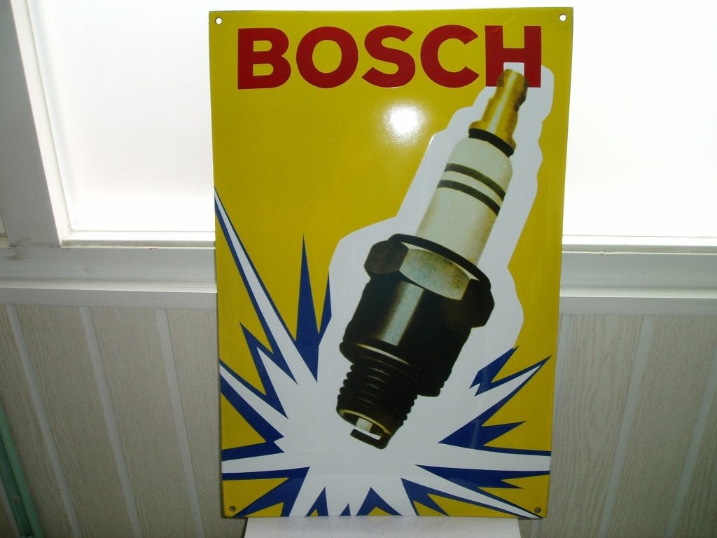 mooi bord Bosch zwaar Emaille, Ophalen of Verzenden, Gebruikt, Reclamebord