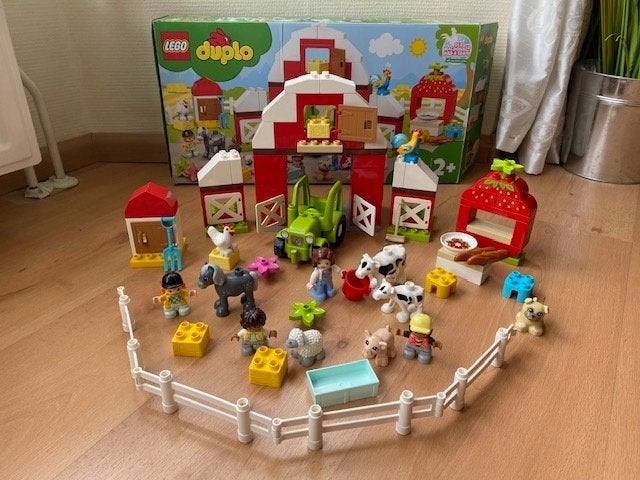 Duplo, schuur tractor boerderijdieren verzorgen, set 10952, Gebruikt, Compleet, Ophalen of Verzenden, Duplo