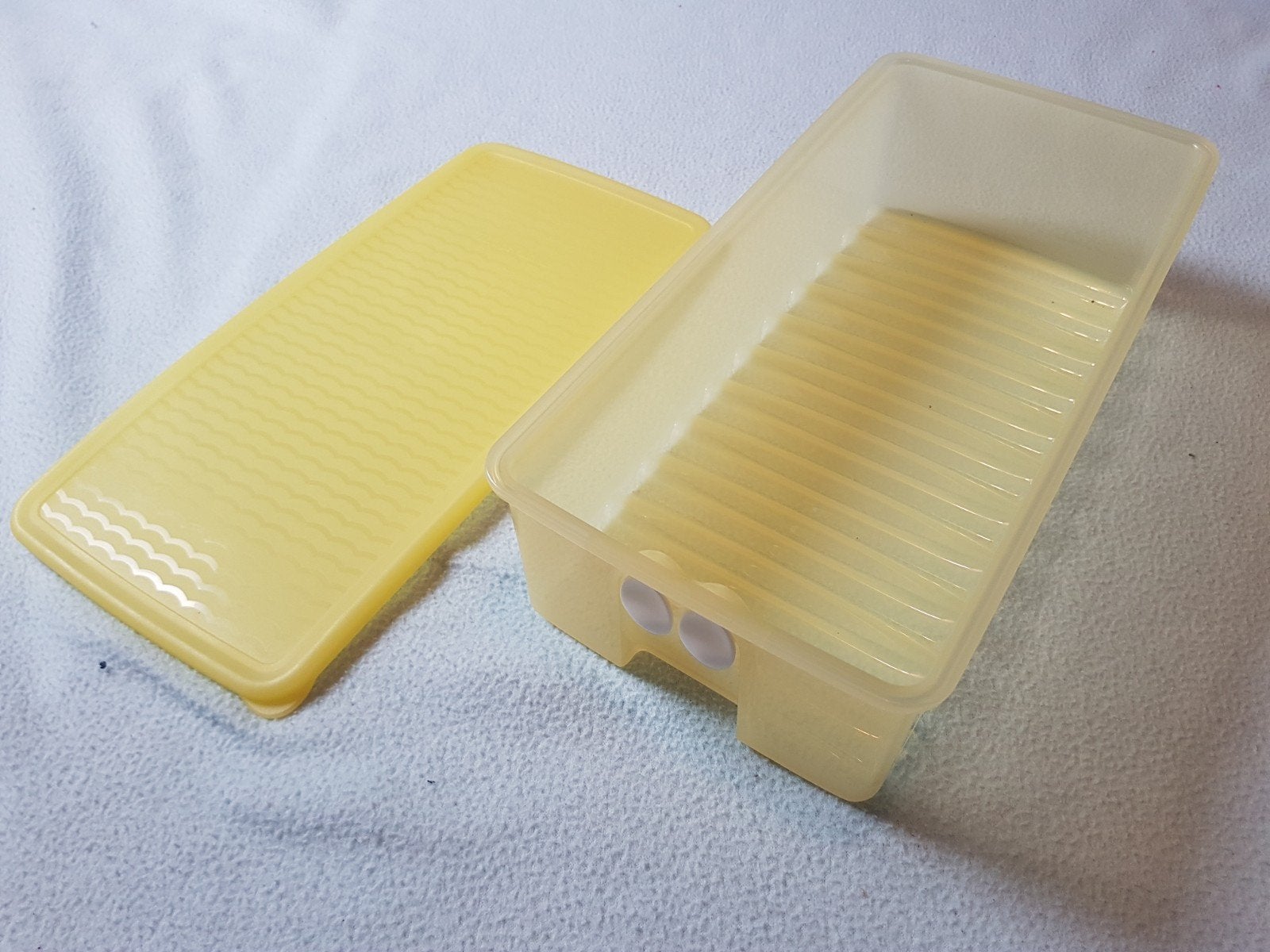 Gele Tupperware Bewaardoos met Deksel - Gebruikt, Ophalen of Verzenden
