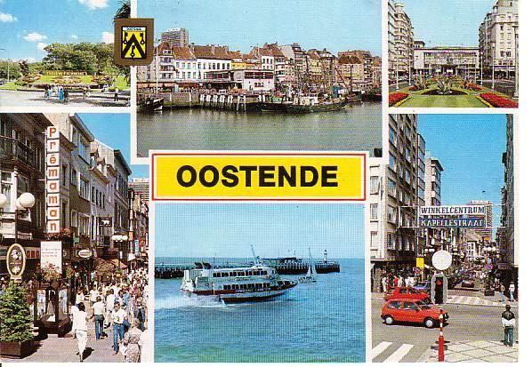 Ansichtkaart	Oostende (België)	6-luik, Verzenden, Gelopen, West-Vlaanderen