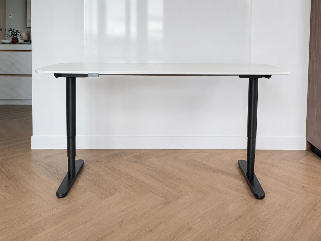 IKEA BEKANT elektrisch zit-sta bureau 160x80 wit/zwart, Ophalen, Zit-sta bureau, 160 cm, Kabelgoot