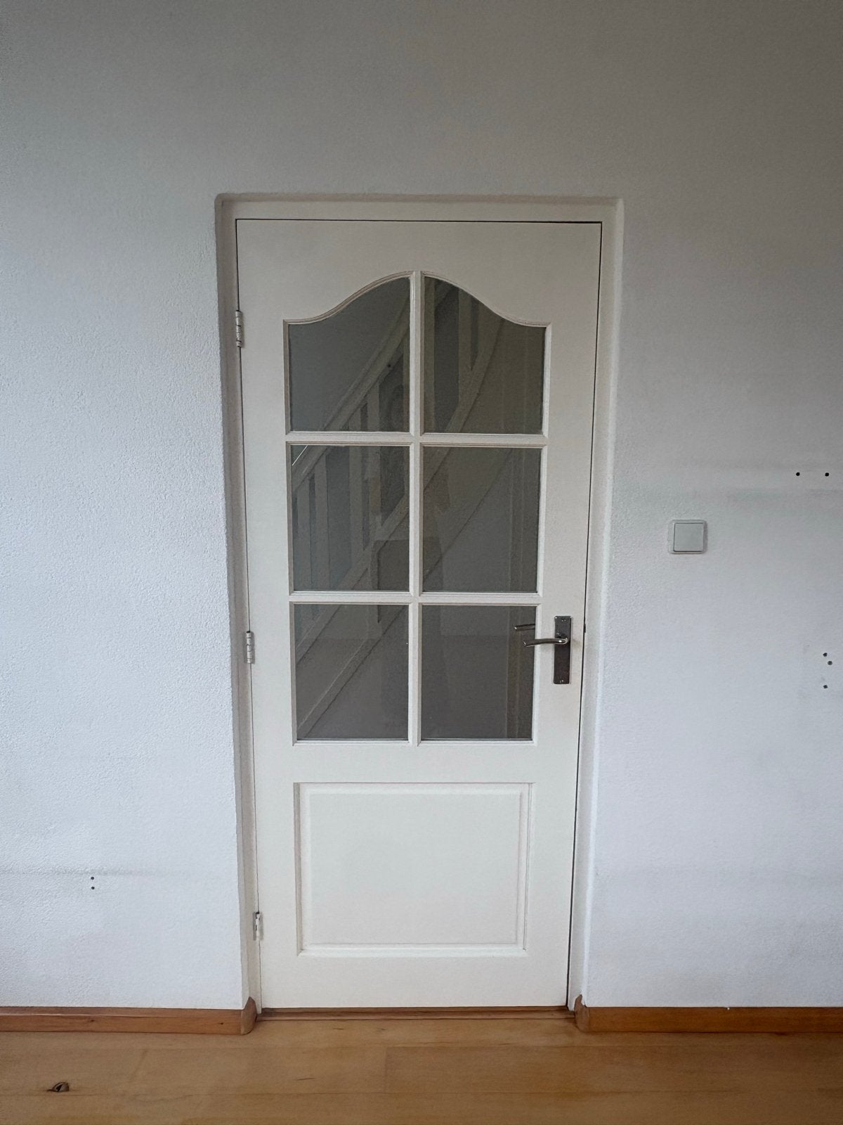 Binnendeur met glas en paneel vintage - Zo goed als nieuw, Ophalen, 80 tot 100 cm, Binnendeur, 200 tot 215 cm