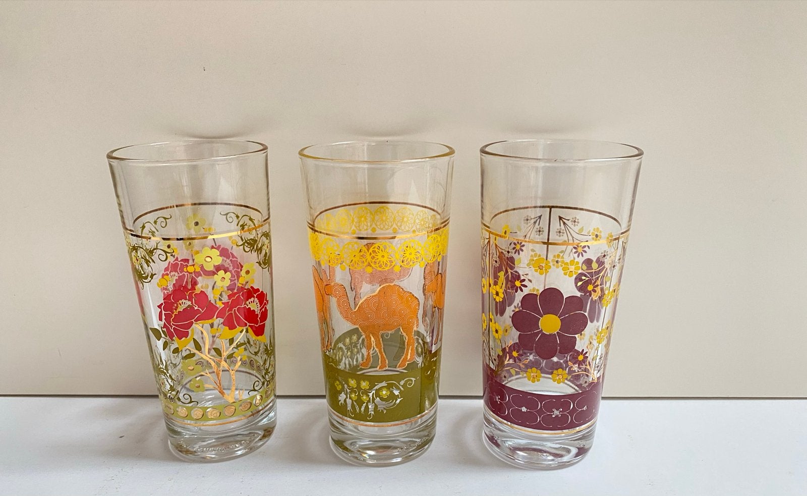 Vintage Slim Jim drinkglazen uit de jaren '60/'70, Ophalen of Verzenden, Zo goed als nieuw, Frisdrankglas