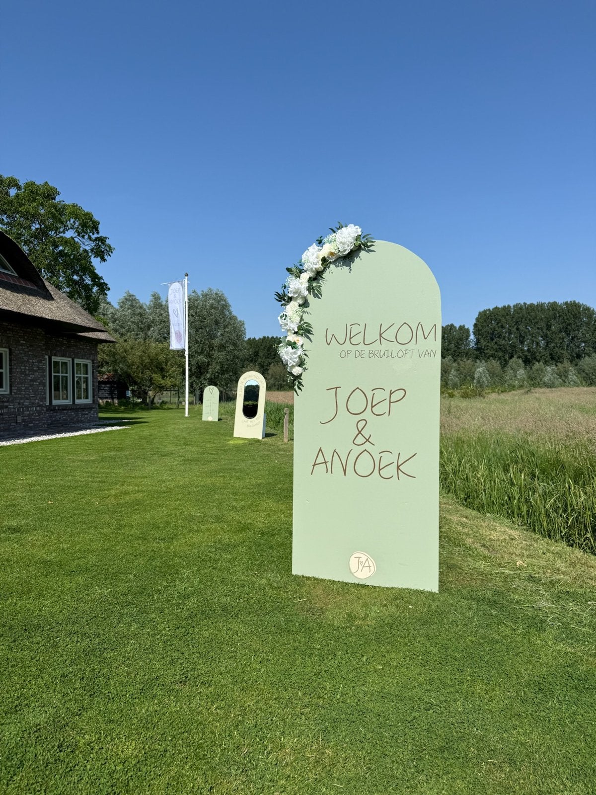 Welkomstborden bruiloft set van 4 stuks in 3 groottes, Ophalen, Zo goed als nieuw, Versiering, Geboorte of Huwelijk