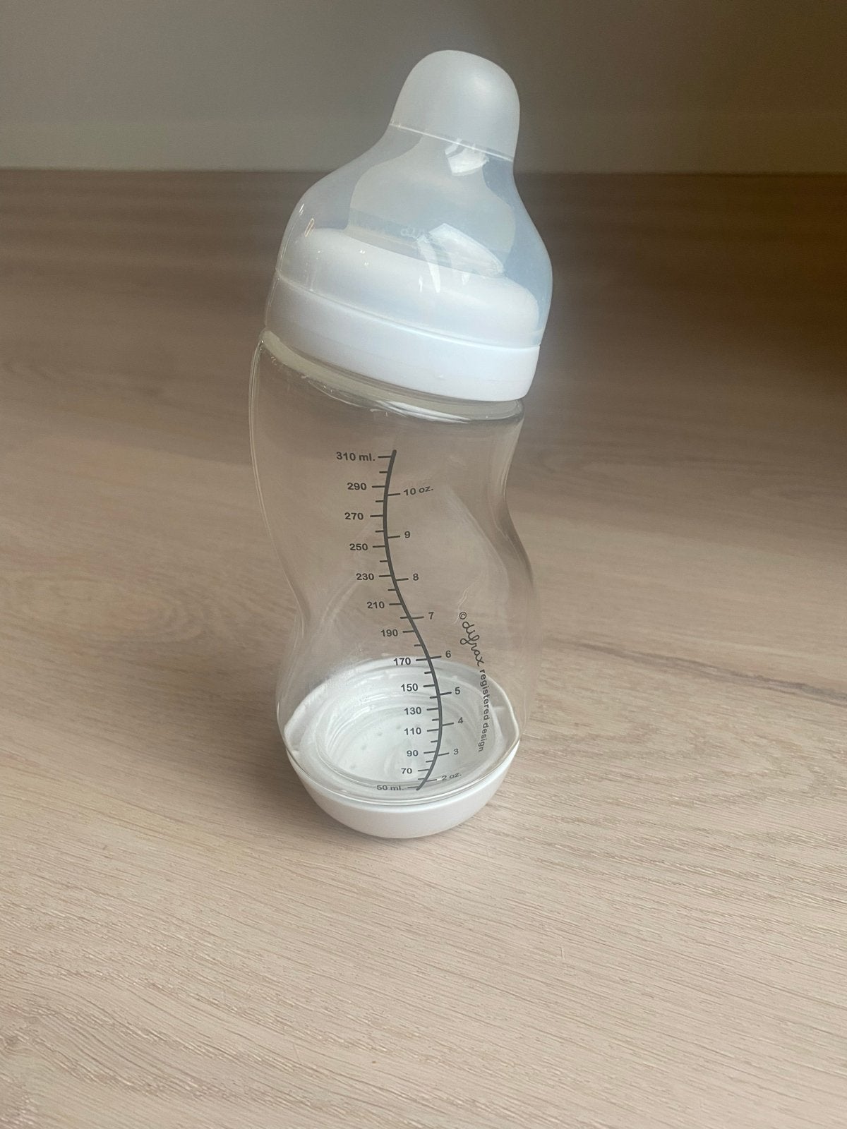 Difrax glazen S-babyfles Wide 310 ml, Ophalen, Zo goed als nieuw, Babyfles, Difrax