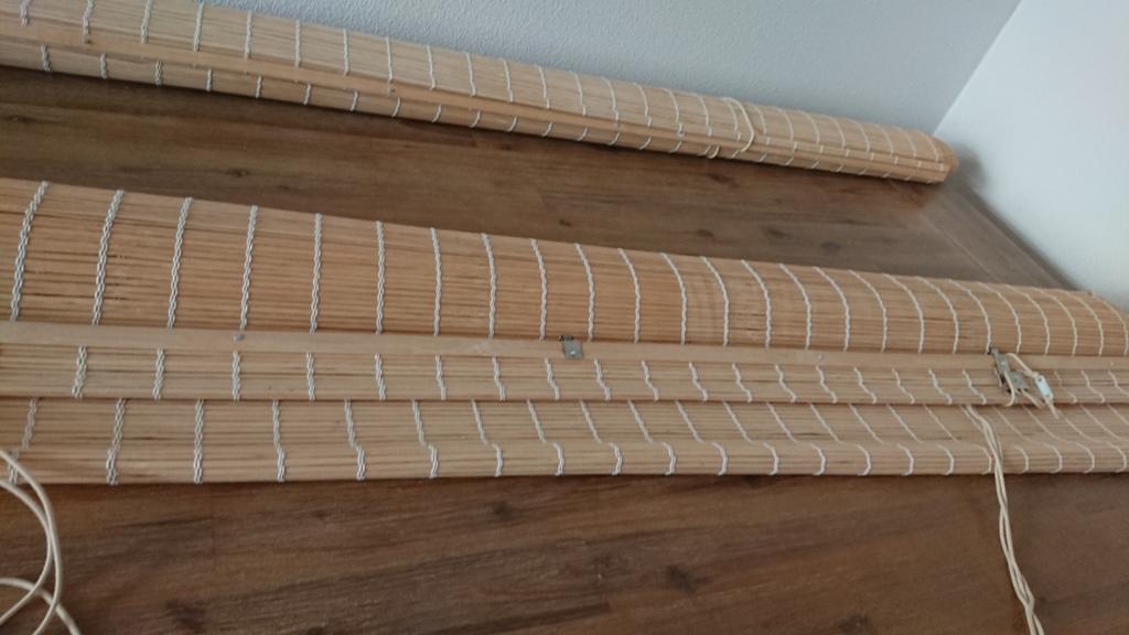 Twee bamboe rolgordijnen 160x220 cm, Gebruikt, 200 cm of meer, Natuurlijk, Landelijk, 150 tot 200 cm