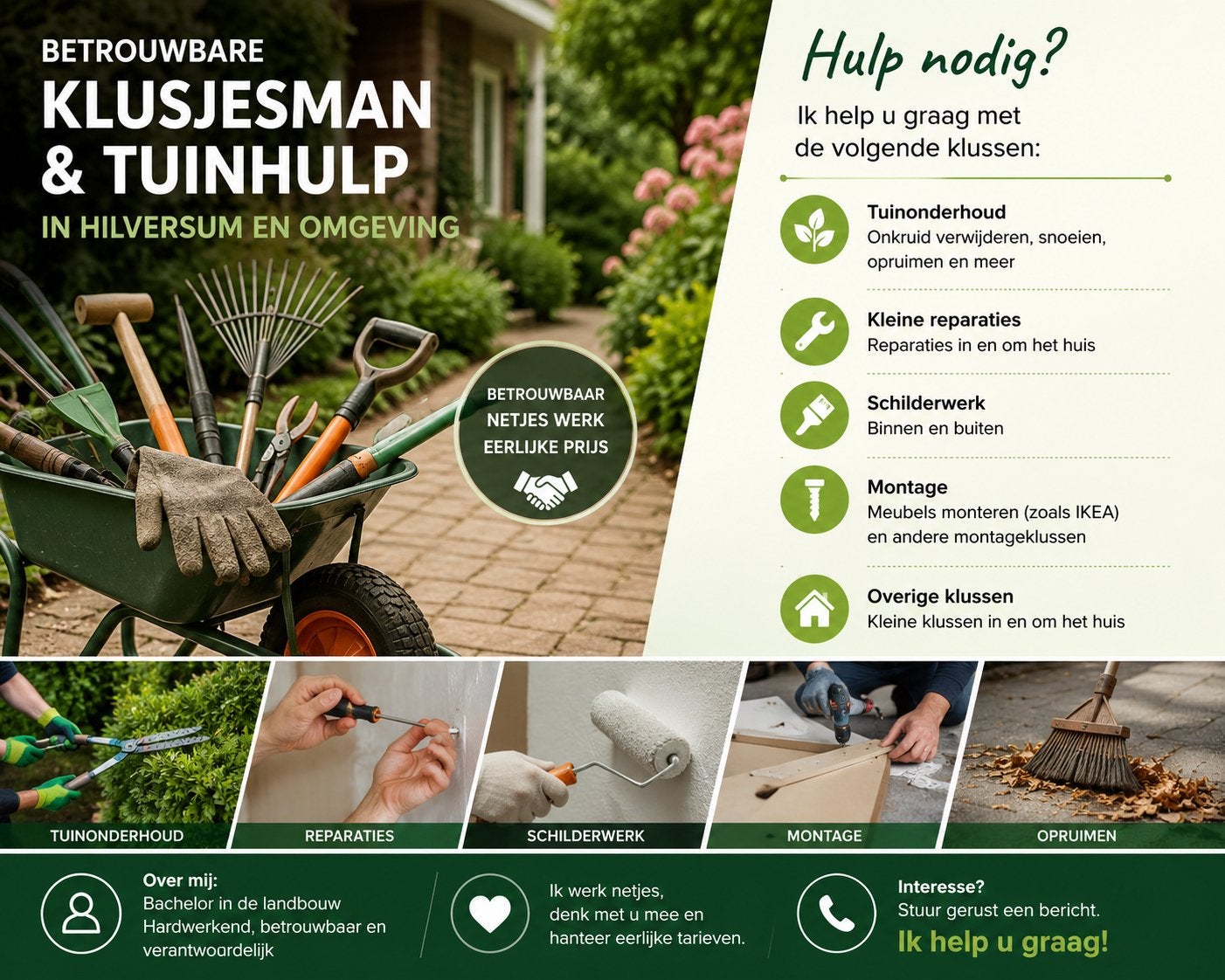 Betrouwbare klusjesman & tuinhulp