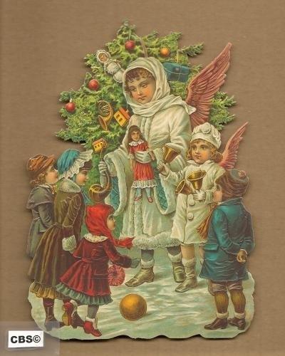 Kerst Engelen met cadeau`s poezieplaatjes 5068, Verzamelen, Poesieplaatjes, Ophalen of Verzenden