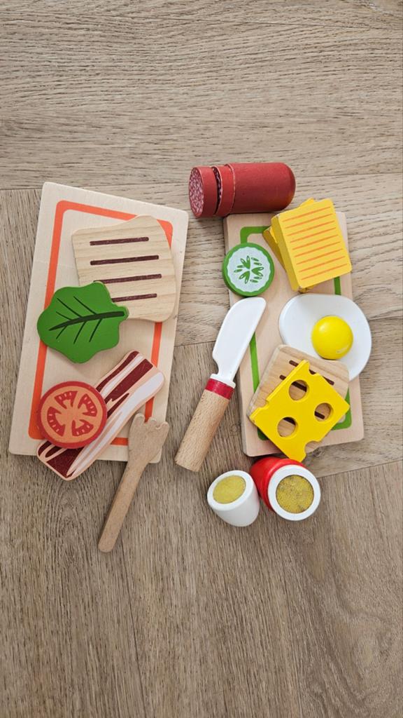 Houten speelgoed ontbijt/lunch set, Kinderen en Baby's, Speelgoed | Houten speelgoed, Ophalen of Verzenden, Gebruikt, Overige typen