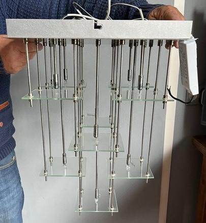 Aparte hanglamp, Huis en Inrichting, Lampen | Hanglampen, Ophalen, Zo goed als nieuw, Glas
