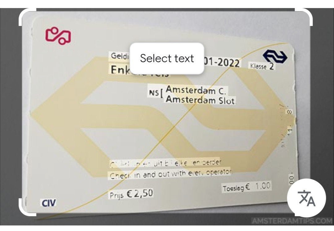 dagkaart, Eén persoon, Trein, Algemeen kaartje