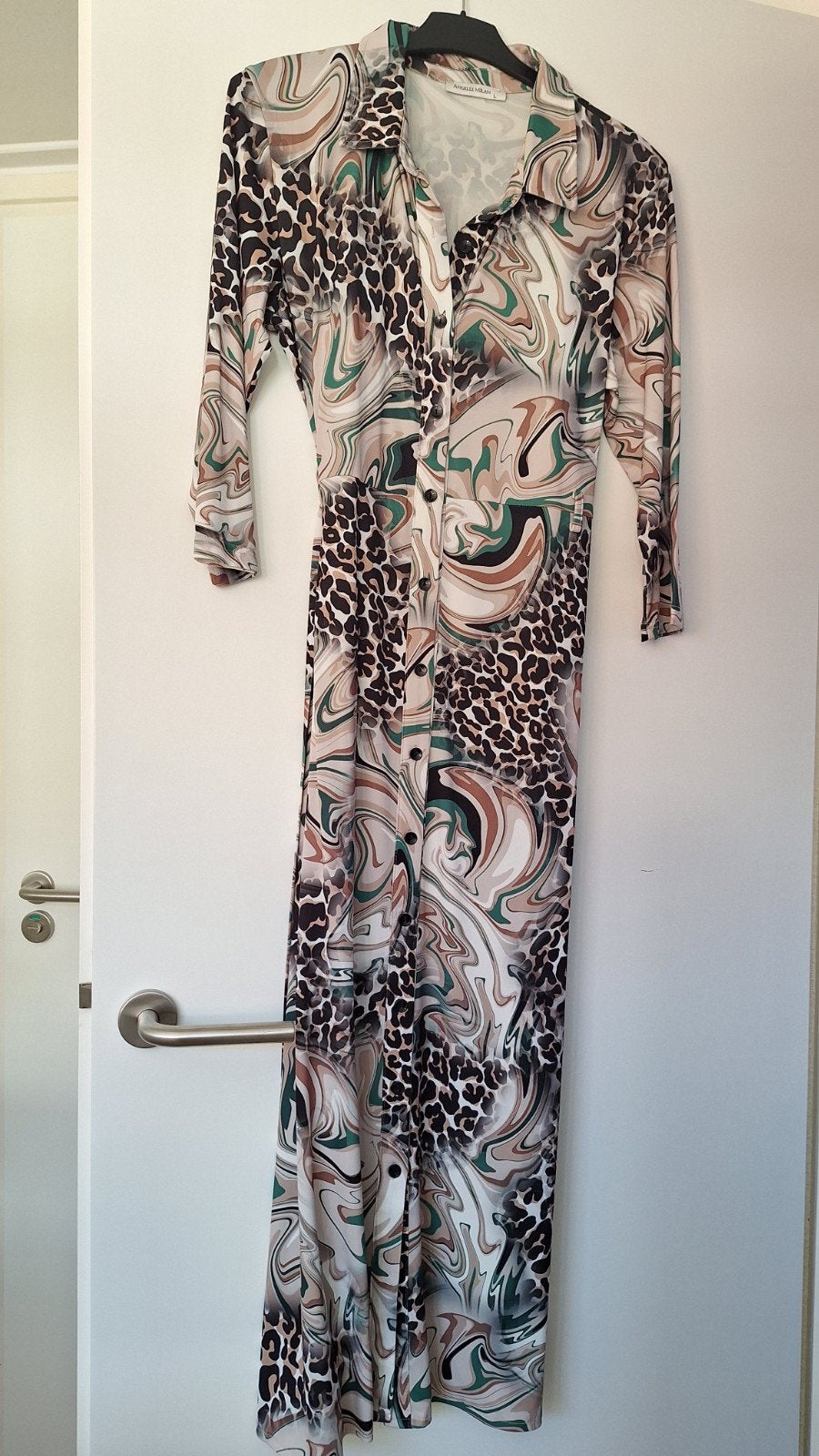 Angelle Milan maxi jurk met marmer- en dierenprint, Maat 38/40 (M), Angelle Milan, Meerkleurig, Ophalen of Verzenden