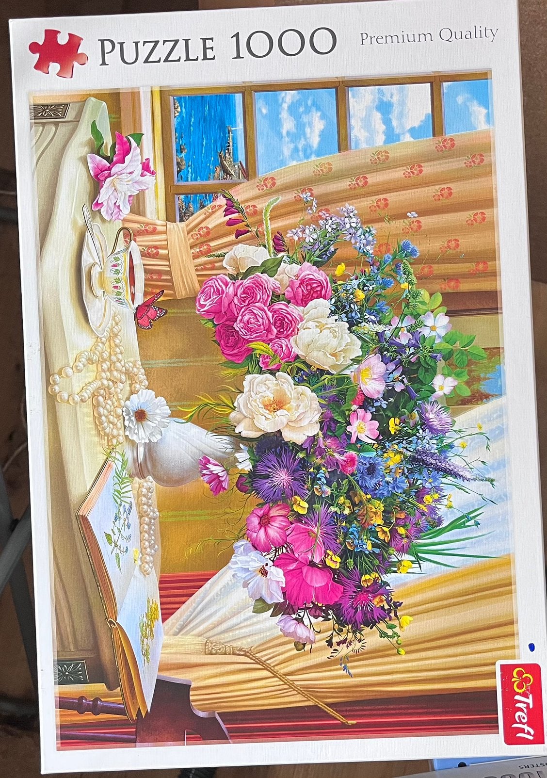 Legpuzzel - Bloemen in de ochtend, Ophalen of Verzenden, 500 t/m 1500 stukjes, Gebruikt, Legpuzzel