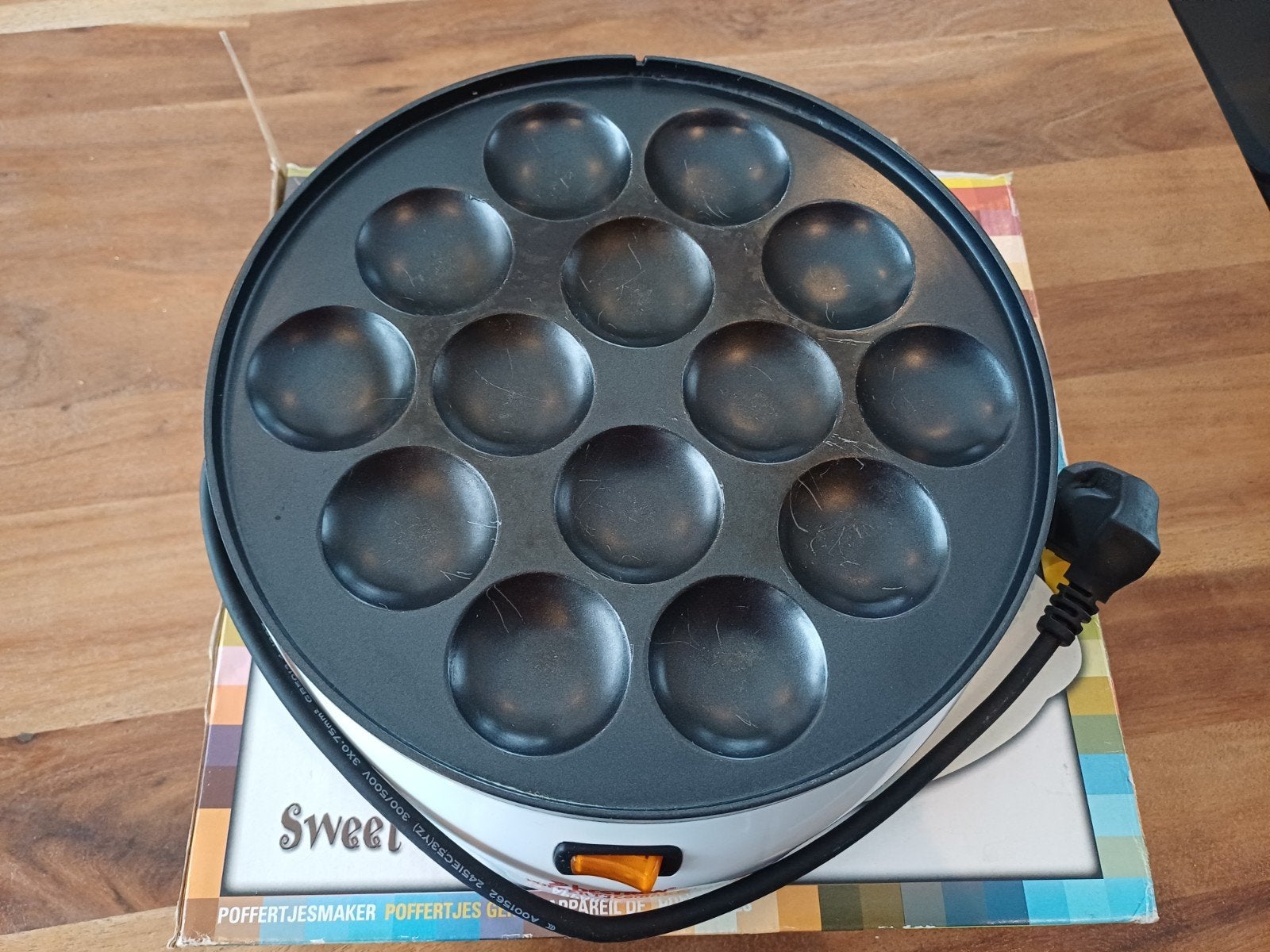 Elektrische poffertjes ijzer/poffertjespan, Ophalen of Verzenden, Gebruikt