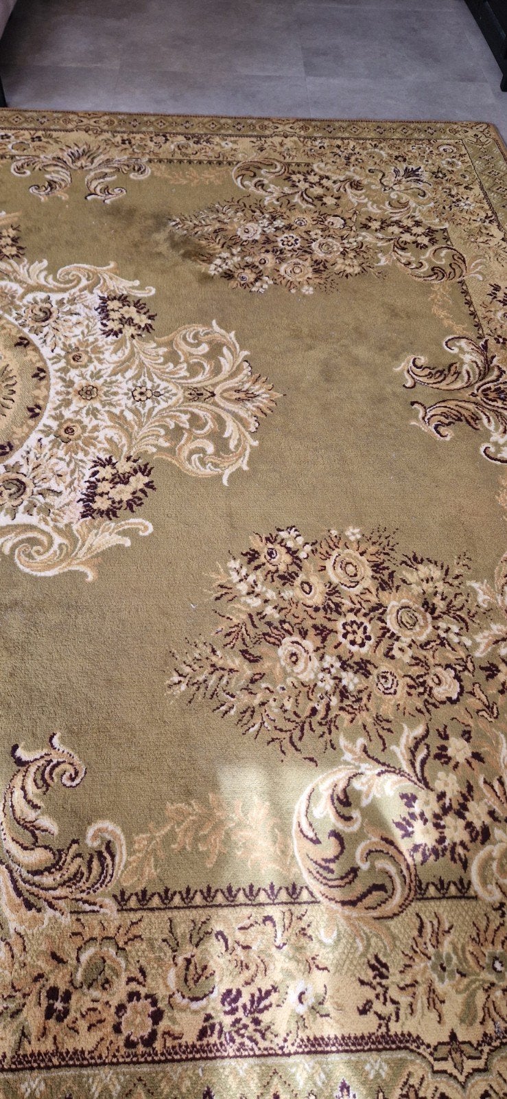 Foto 9 van Prachtig vintage vloerkleed - Groen met Klassiek Patroon
