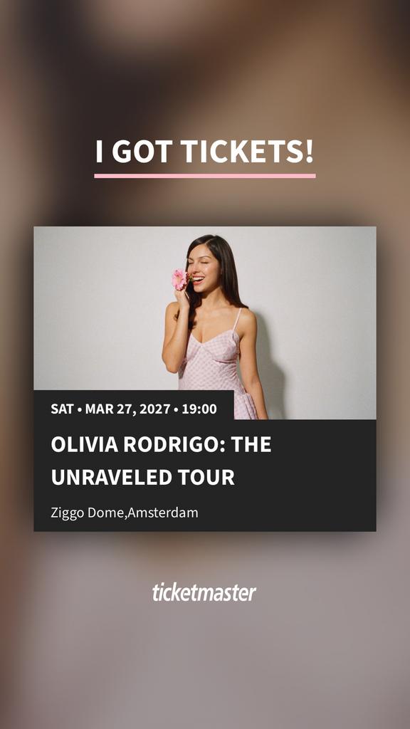 Olivia rodrigo ticket ziggo dome, Tickets en Kaartjes, Eén persoon, Maart