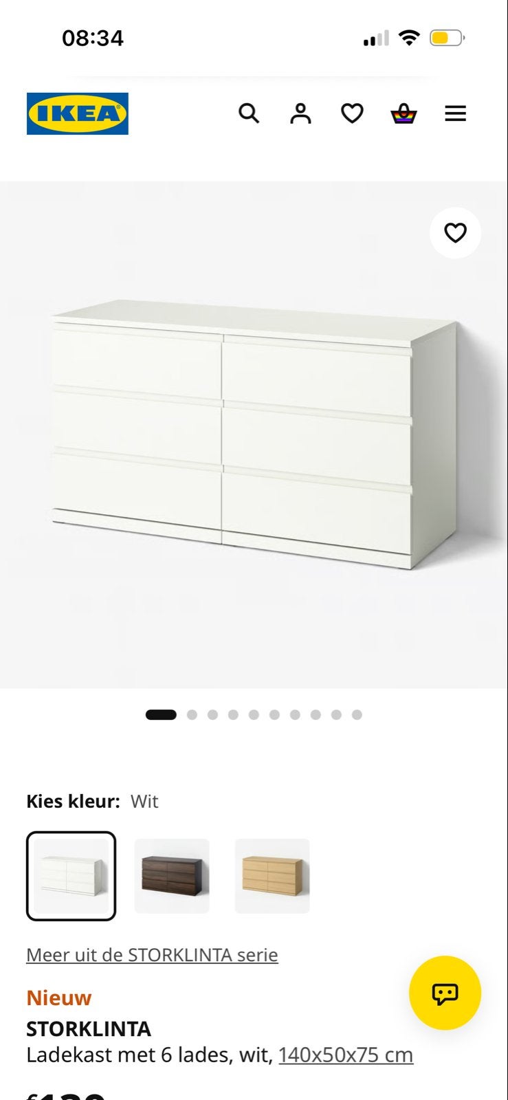 IKEA STORKLINTA Ladekast met 6 laden, wit, 100 tot 150 cm, 5 laden of meer, Nieuw, Ophalen of Verzenden