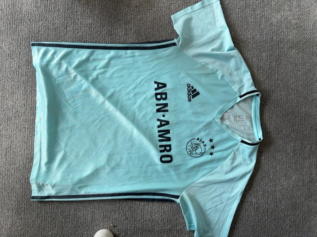 Ajax uitshirt 2021/2022 - Lichtblauw - Maat M, Ophalen of Verzenden, Voetbal, Gedragen, Maat 48/50 (M)