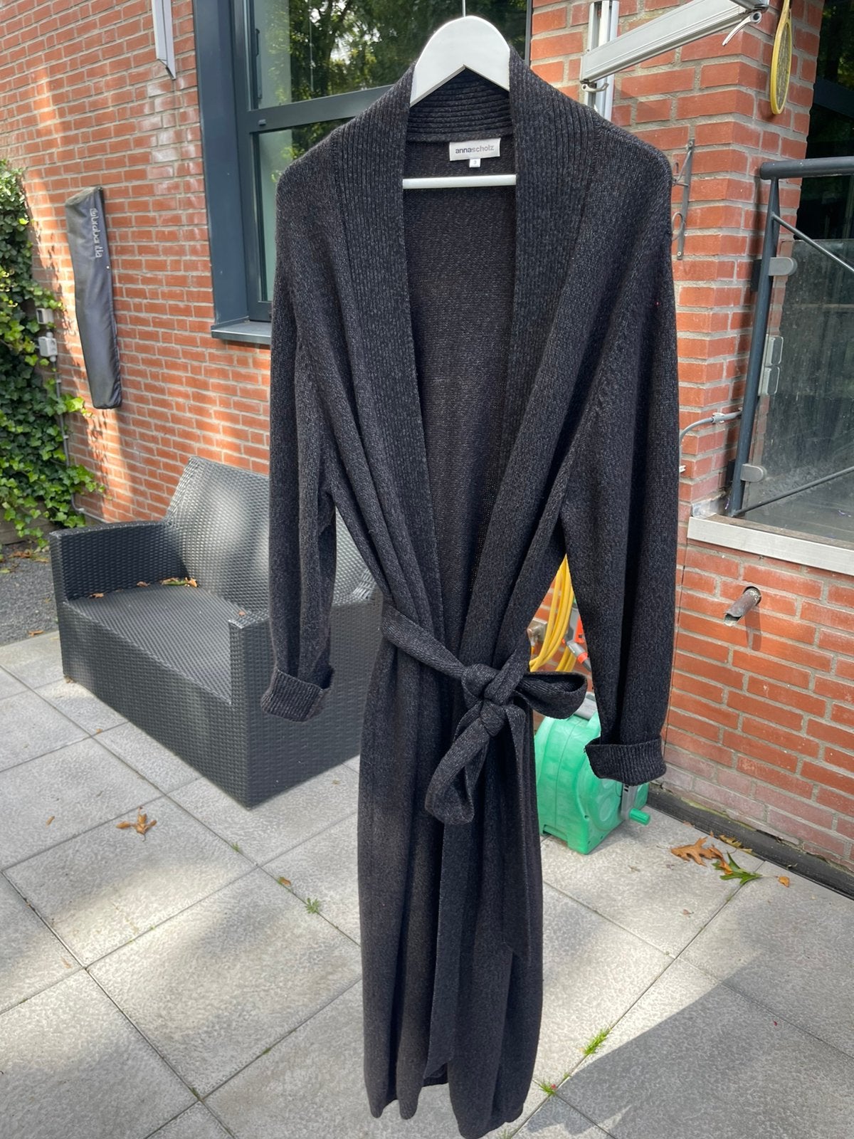 Anna Scholz viscose wol lang vest mt 50 grijs, Verzenden, Gedragen, Grijs, Trui of Vest