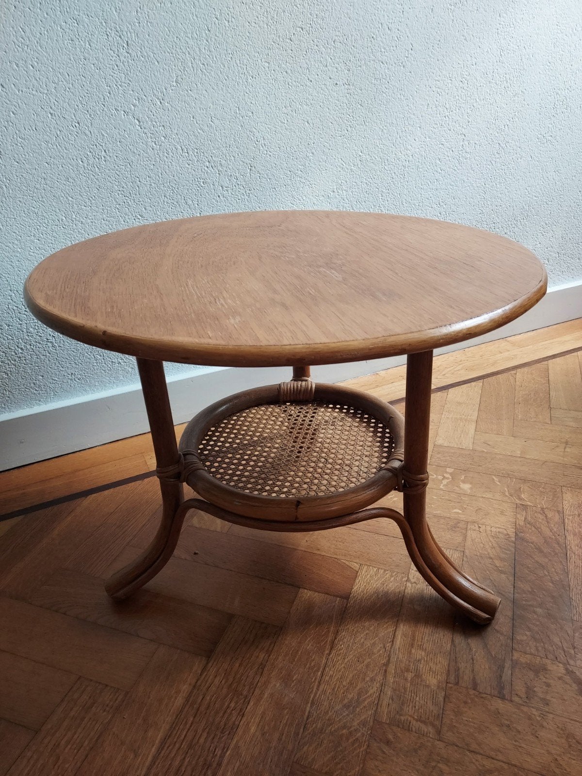 Rotan salontafel - 47.5 cm hoog, 61.5 cm breed, Ophalen, Gebruikt, Rotan, Vintage, Rond