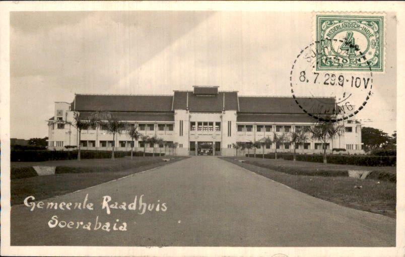 Nederlands Indië - Gemeentehuis - Fotokaart - 1929, Verzenden, 1920 tot 1940, Gelopen