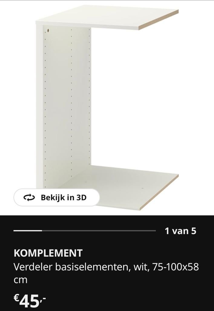 Pax komplement verdeler basiselement nieuwprijs €45, Ophalen, 50 tot 100 cm, Zo goed als nieuw, Minder dan 100 cm