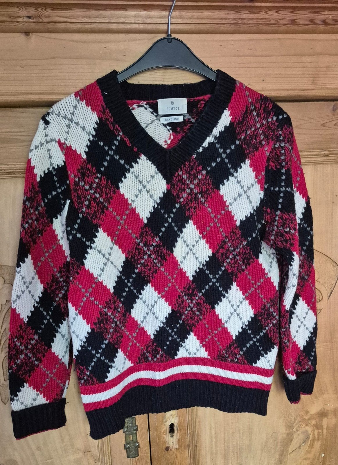 Edifice Hand Knit Argyle Trui - Maat 48 (M/L), Maat 48/50 (M), Ophalen of Verzenden, Edifice, Gedragen