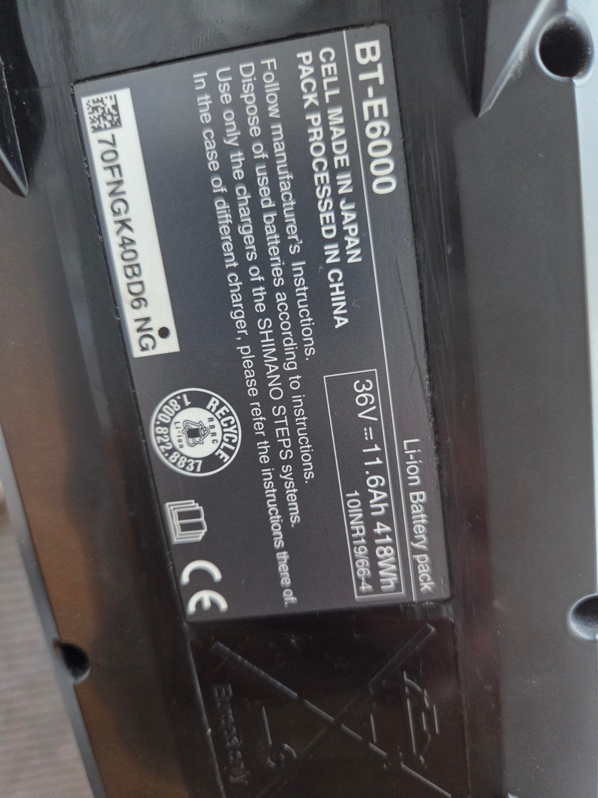 Kapotte Shimano Steps BT-E6000 fietsaccu (onderdelen), Ophalen