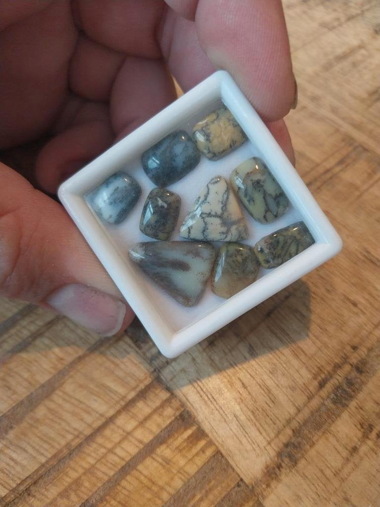 Lot opaque mos en dendriet agaat, Ophalen of Verzenden, Zo goed als nieuw