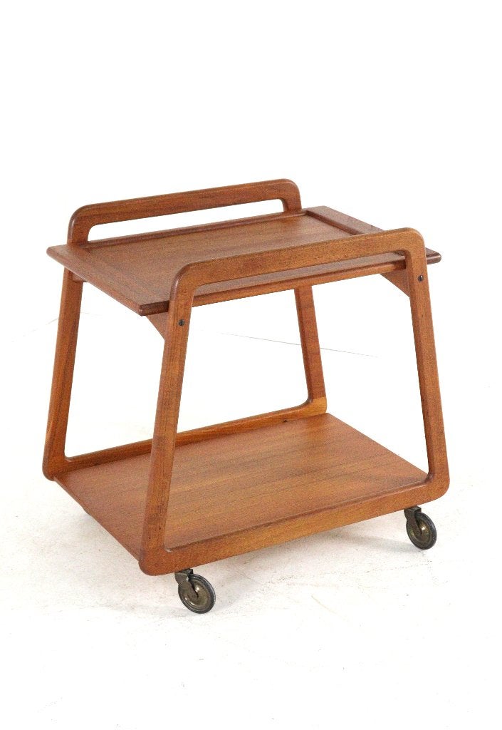Sika mobler trolley serveerwagen vintage Deens met dienblad, 50 tot 100 cm, -, -, Teakhout