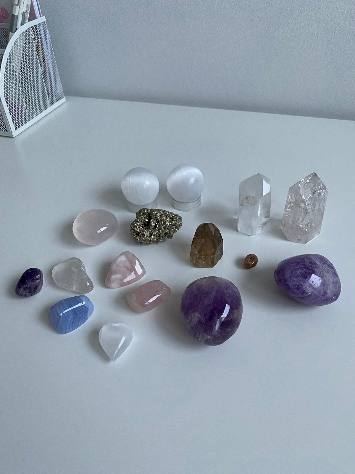 Verzameling edelstenen, o.a. citrien & fire&ice quarts, Ophalen of Verzenden, Zo goed als nieuw