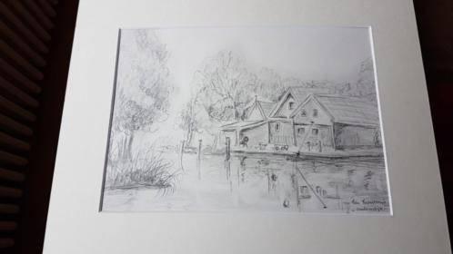 originele tekening Ida Zwartkruis 1988 dorpsweg Oudendijk, Ophalen