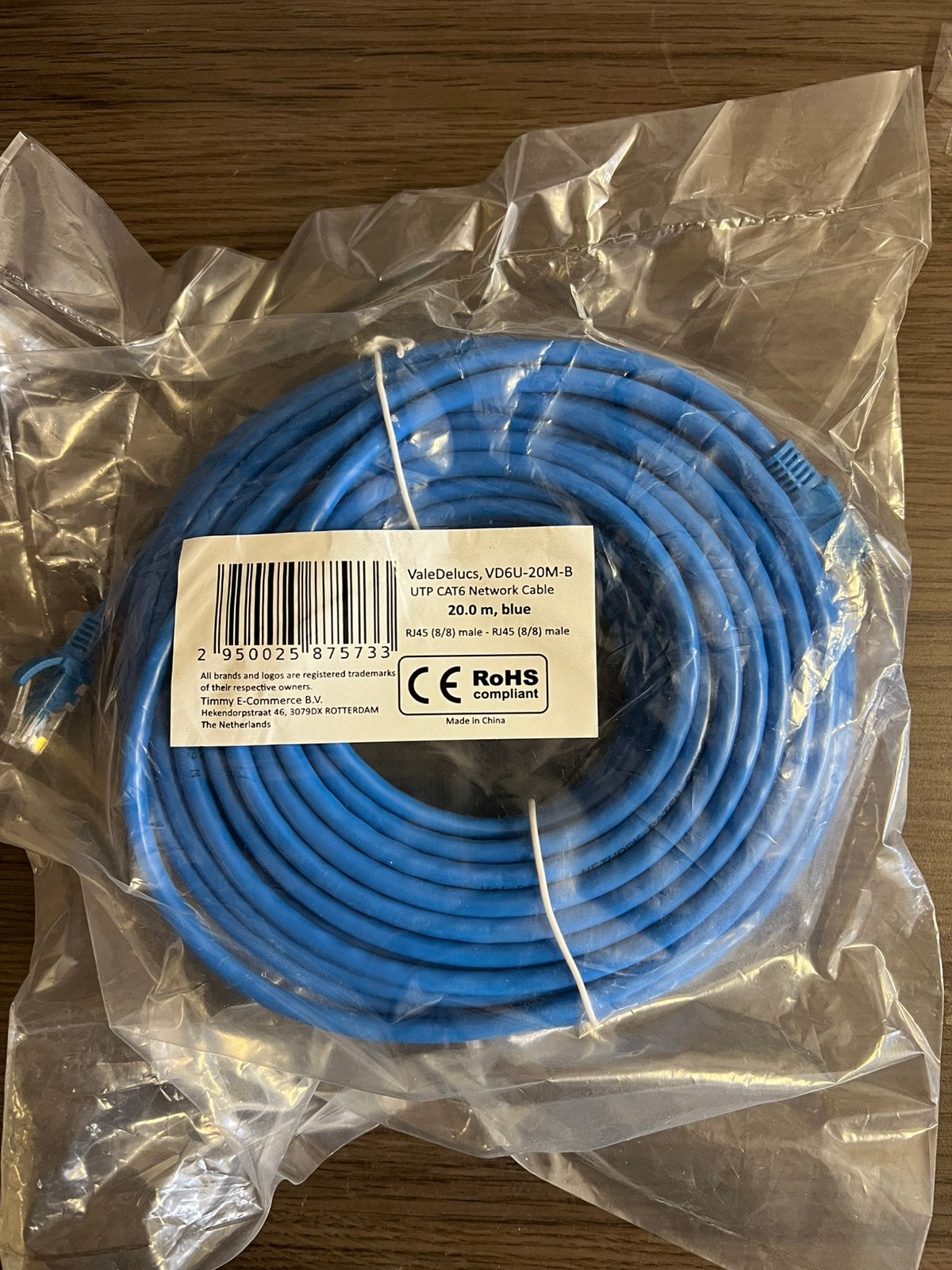 Internetkabel CAT6 20 meter blauw UTP Netwerkkabel (NIEUW), S, Nieuw, Ophalen of Verzenden, S