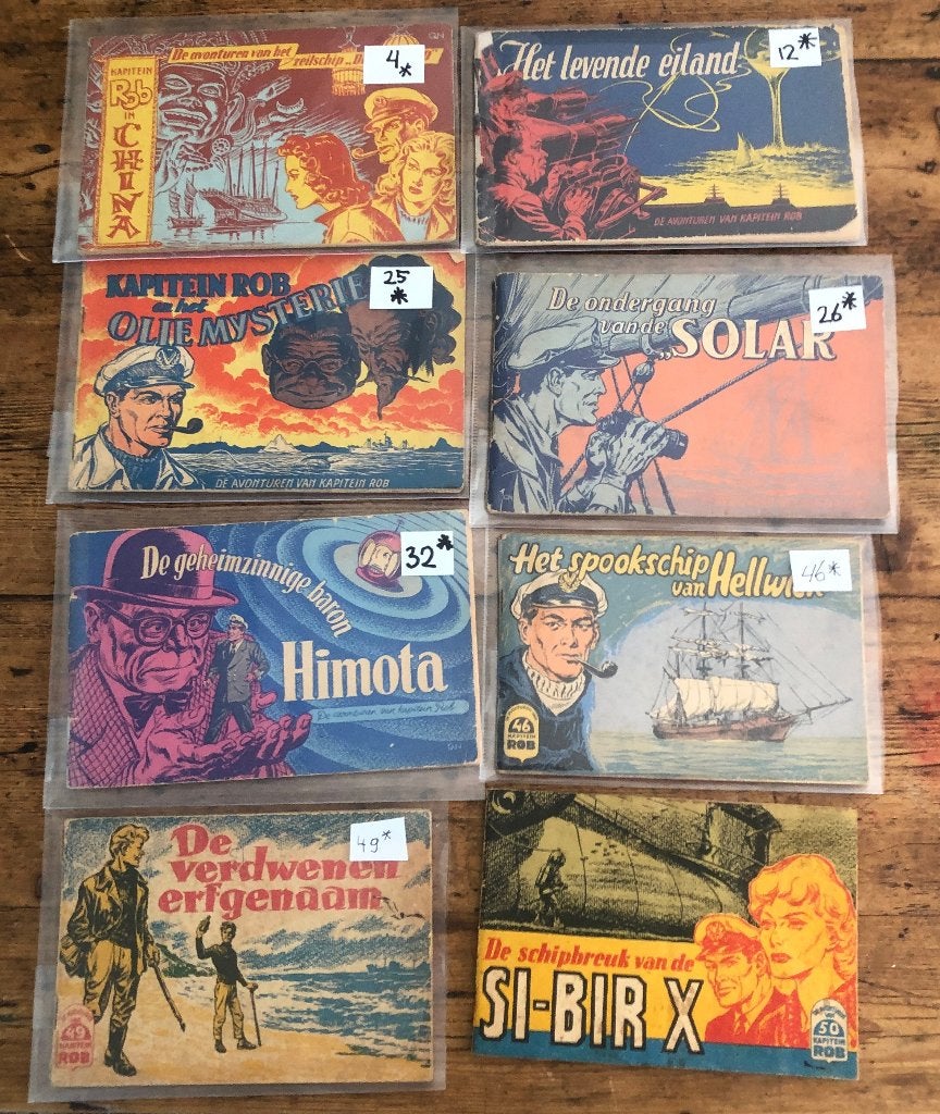 8 stuks Kapitein Rob oblong strips, Boeken, Meerdere stripboeken, Verzenden, Gelezen, Pieter Kuhn