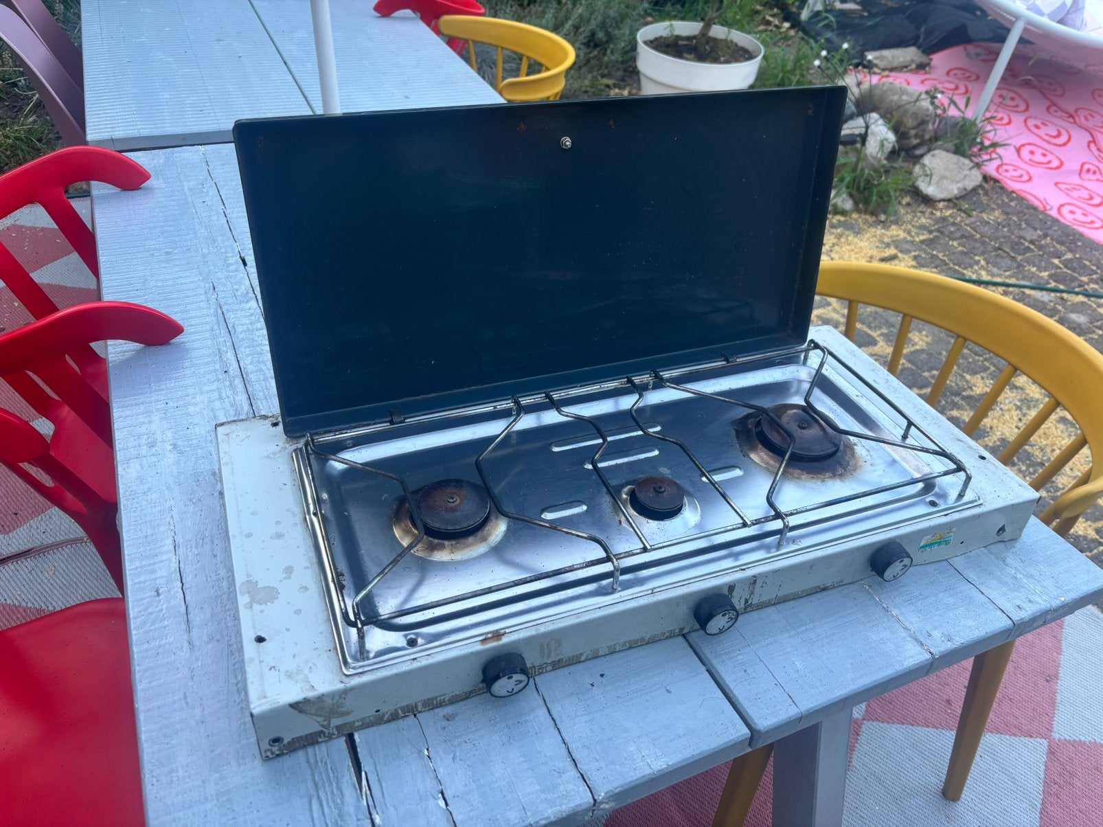 Gastoestel gasstel noodkeuken kampeer camper keuken 3pits, Ophalen, Zo goed als nieuw