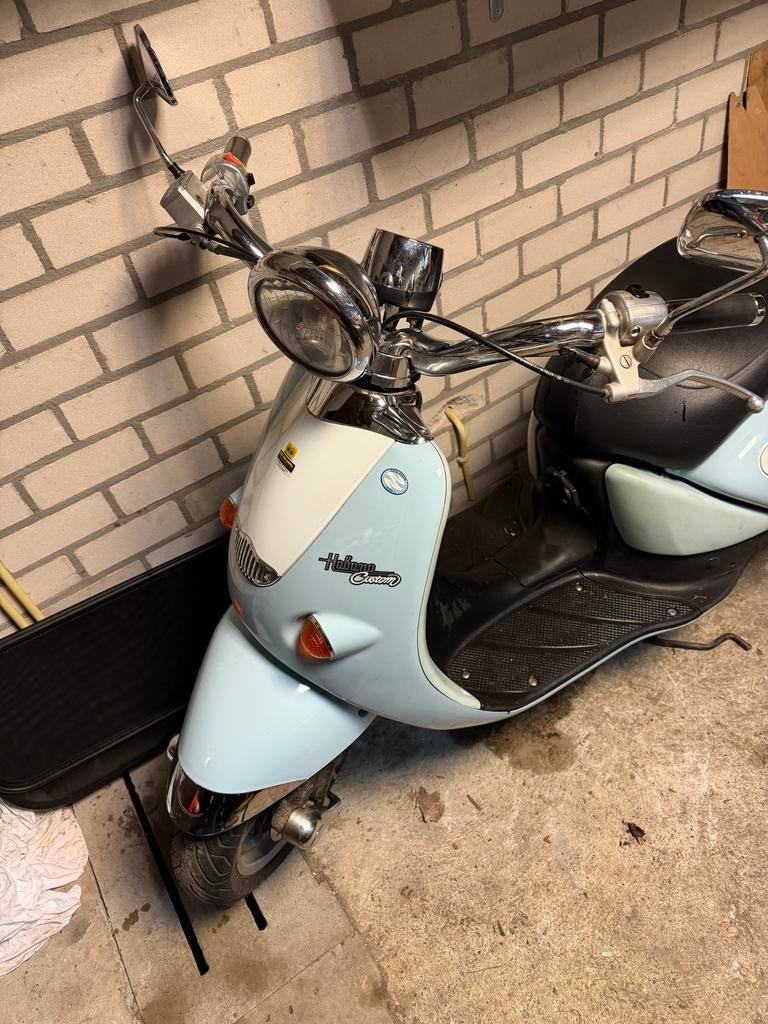Aprilia Habana Custom retro scooter - Blauw/wit - 2001, Fietsen en Brommers, Ophalen, Gebruikt, Aprilia