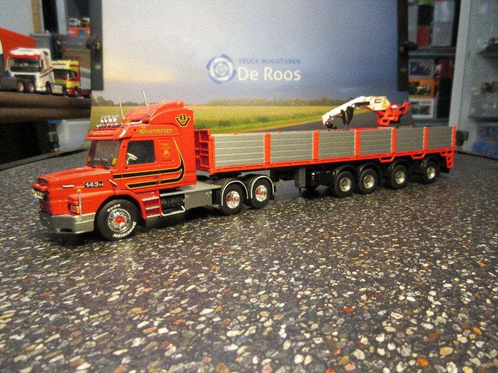 Tekno Scania 143 Torpedo met stenentrailer code 3, Ophalen of Verzenden, Zo goed als nieuw, Bus of Vrachtwagen, Tekno