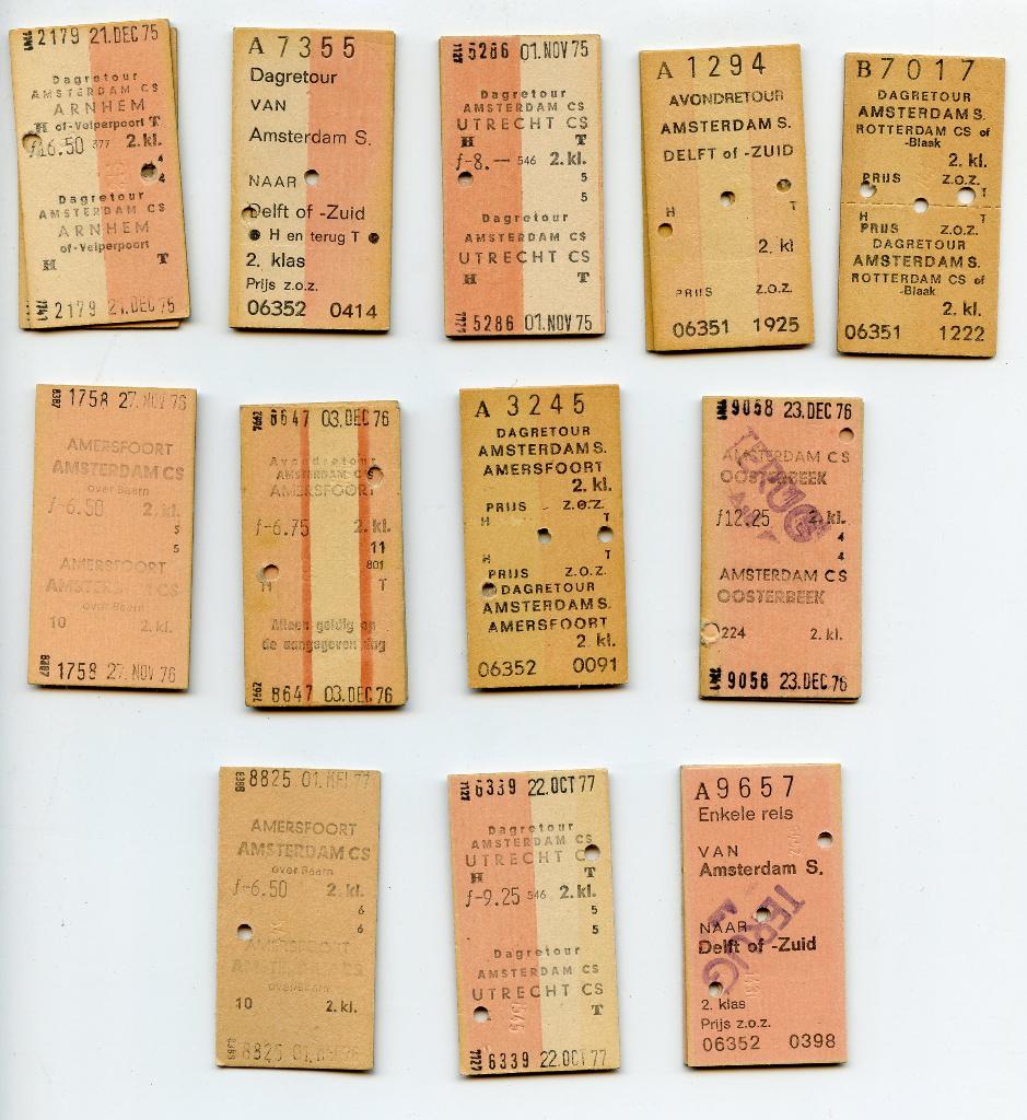 treinkaartjes 1975-1977, Verzenden, Gebruikt, Trein, Overige typen
