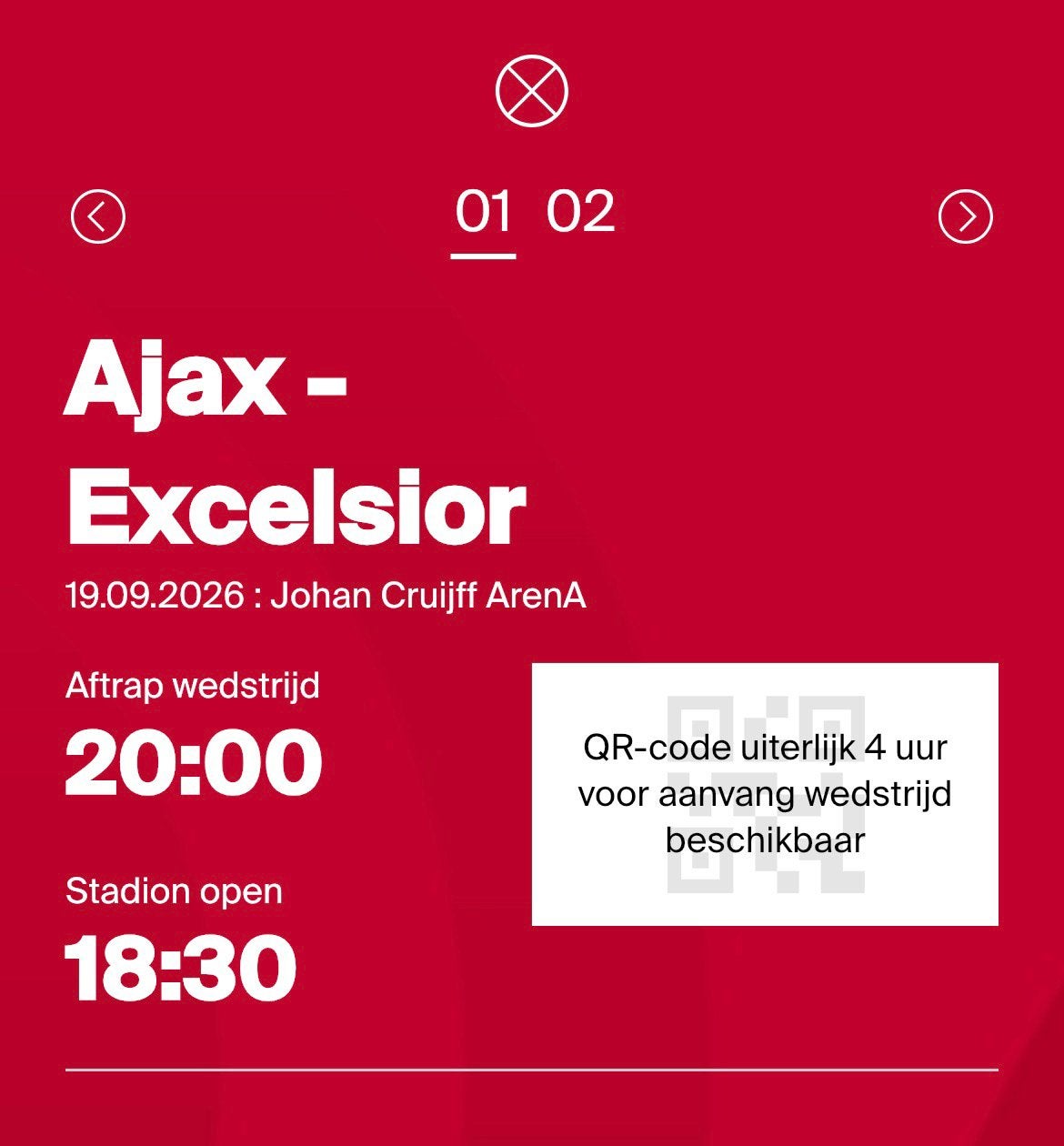 ️ 2 TOPKAARTEN AJAX EXCELSIOR | VAK 113 | 1e RING ️, Tickets en Kaartjes, Twee personen