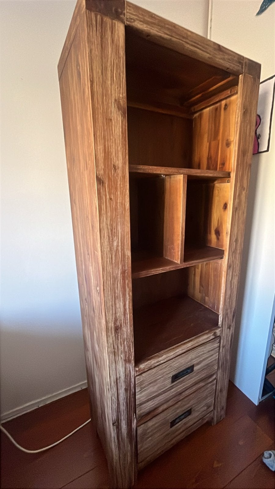 Mooie houten kast met twee lades (65x165 cm), Ophalen, 50 tot 100 cm, Zo goed als nieuw, Met lade(s)