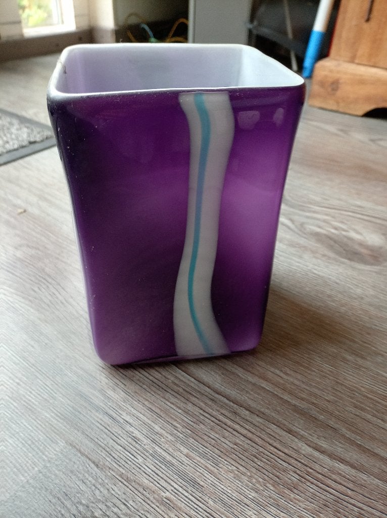 Vaas Murano art Square Vase Hand Blown Vintage, Antiek en Kunst, Ophalen of Verzenden