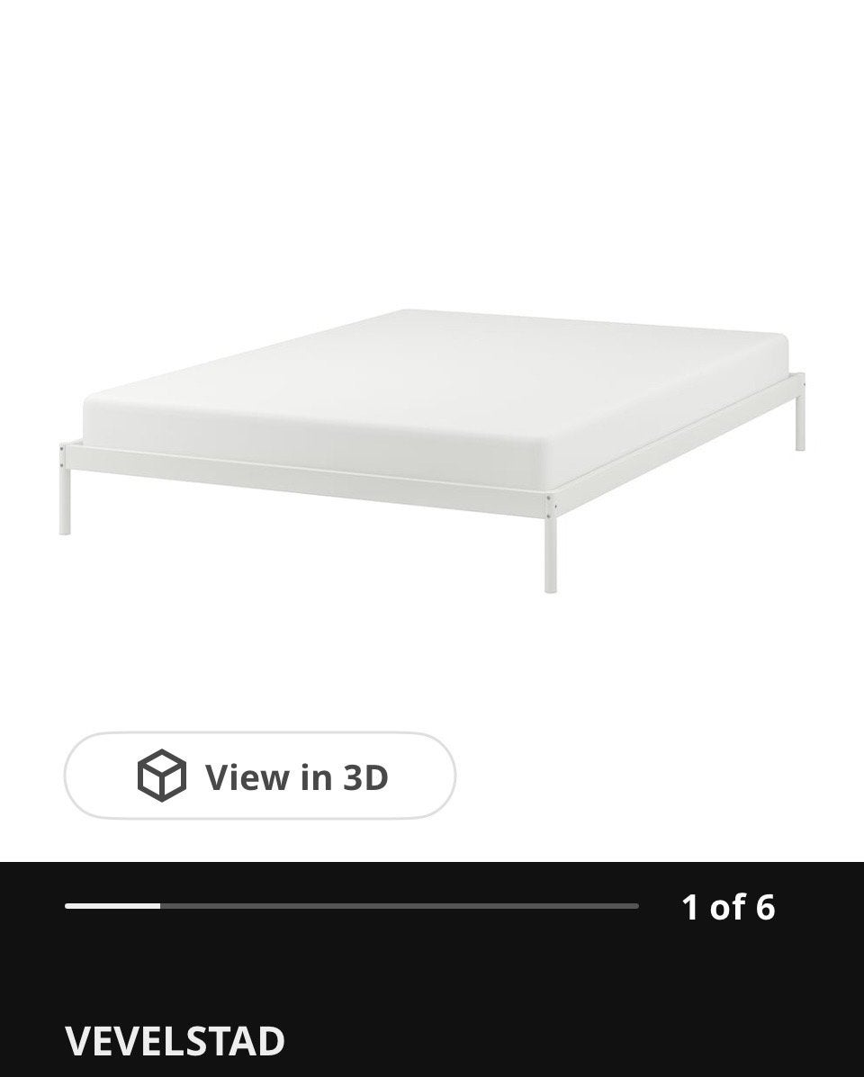 IKEA VEVELSTAD Bedframe wit 160x200 cm, Ophalen, Wit, Tweepersoons, Zo goed als nieuw