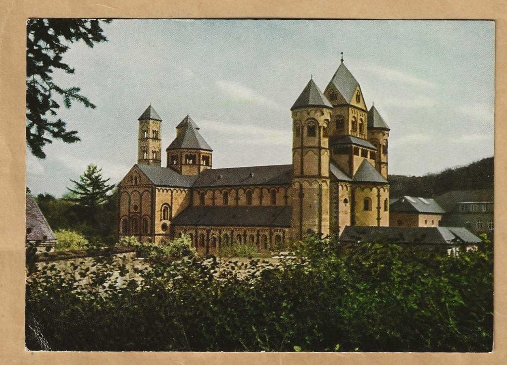 Ansichtkaart Maria Laach - Basilika, Totalansicht, Ophalen of Verzenden, 1940 tot 1960, Ongelopen, Duitsland