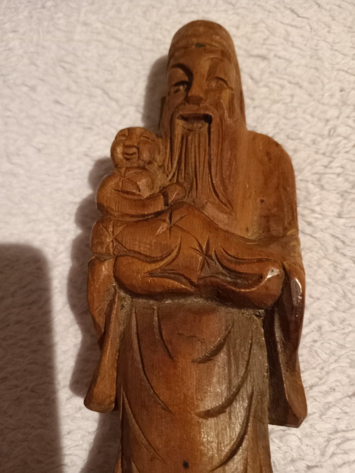 Houten beeldje van een sterre god rijkdom en geluk, Ophalen of Verzenden, Handgemaakt, 20 - 50 cm, Beeld