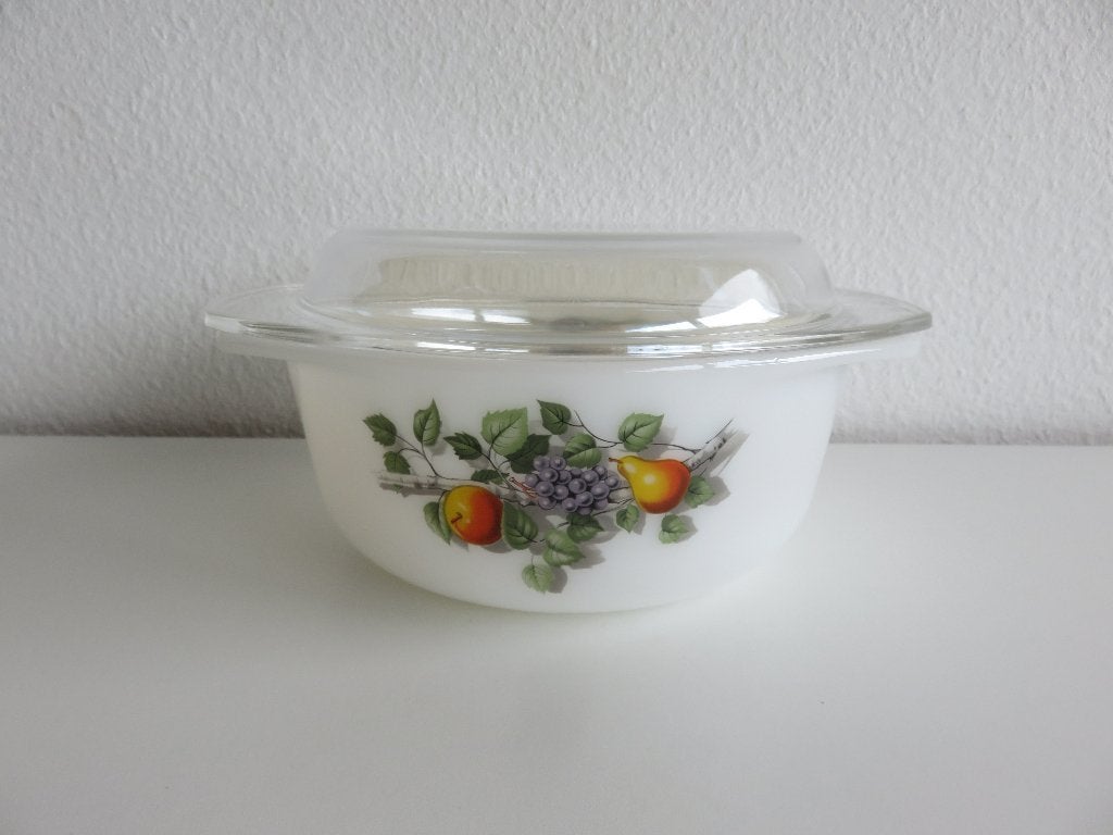 Arcopal Arcuisine Fruit de France ovenschaal met deksel, Overige merken, Vintage, Ophalen of Verzenden, Glas