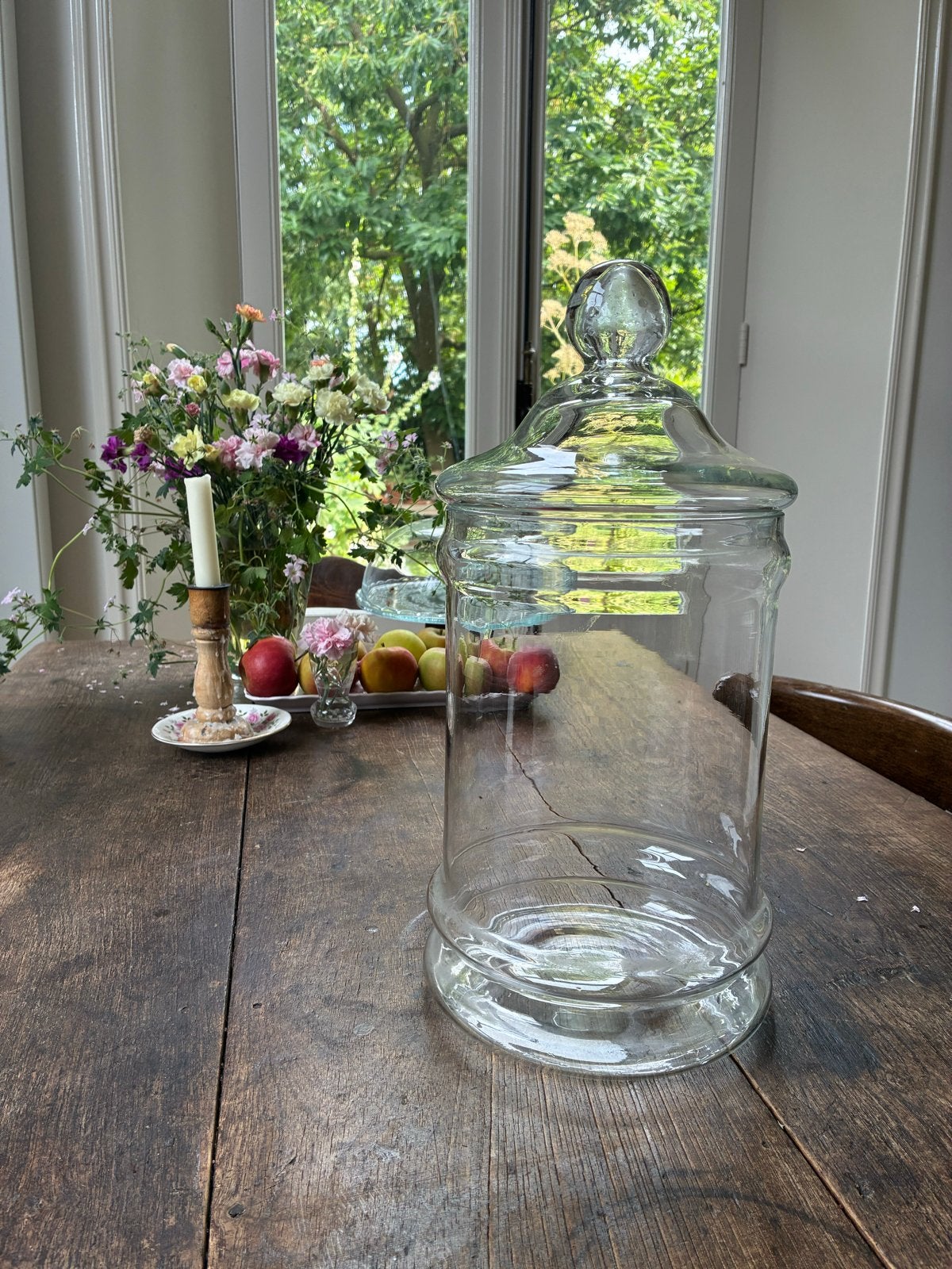 Grote glazen pot met deksel, Antiek en Kunst, Ophalen