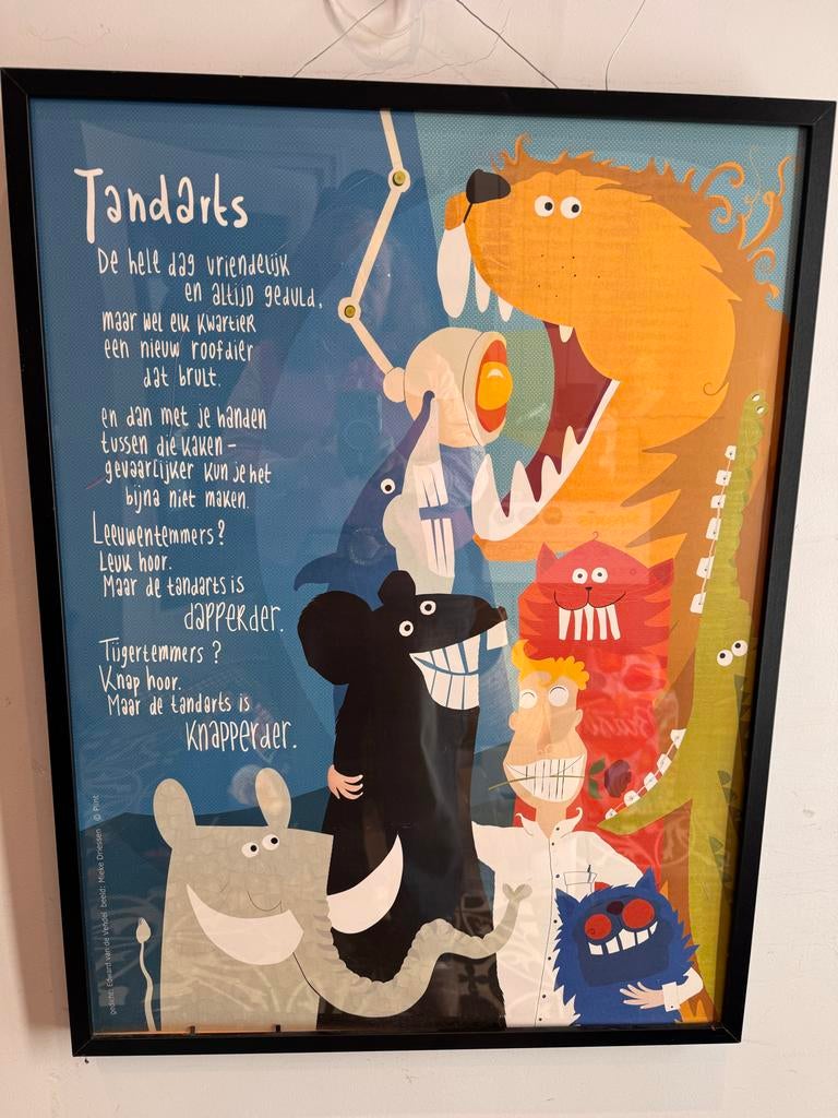 Plint poster gedicht 'Tandarts' van Edward van de Vendel, Minder dan 50 cm, Ophalen of Verzenden, Zo goed als nieuw, Foto of Poster