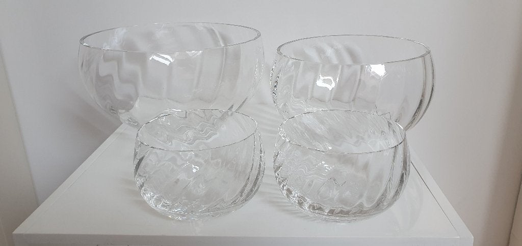 Vintage Dartington Ripple Glass 4 schalen, Antiek en Kunst, Ophalen of Verzenden