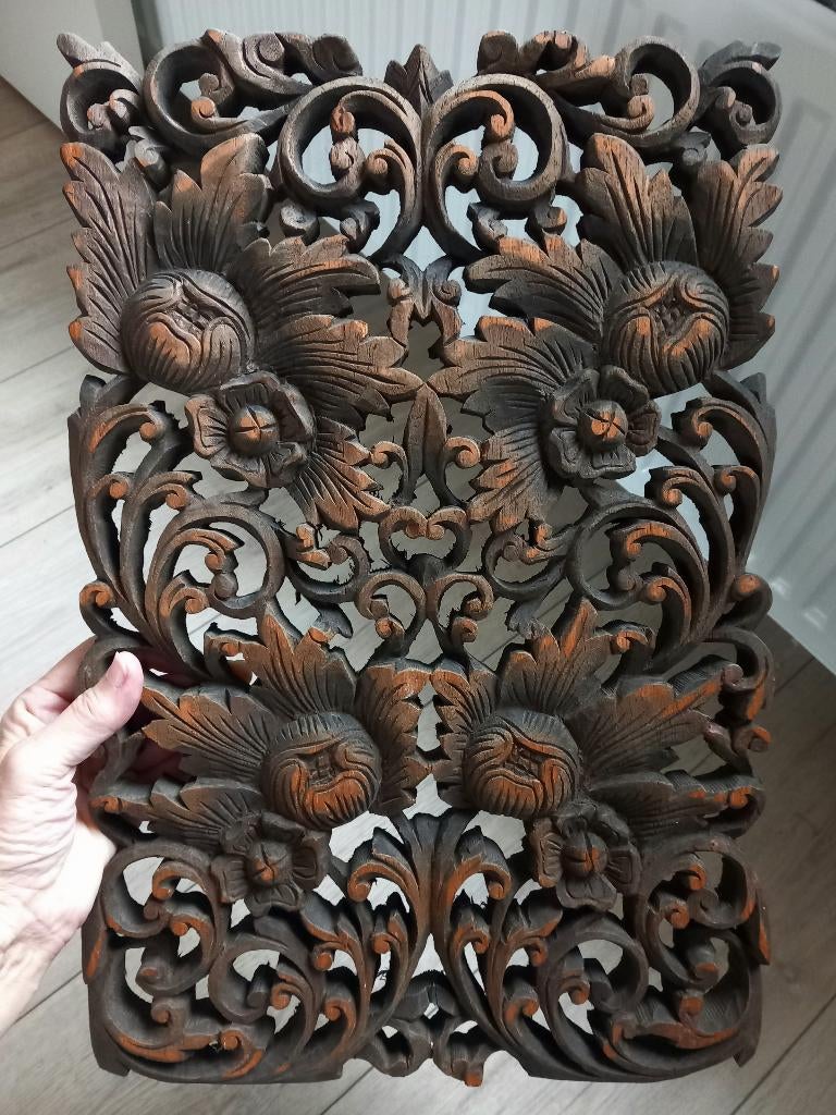 Antiek opengewerkt houtsnijwerk paneel, Antiek en Kunst, Kunst | Beelden en Houtsnijwerken, Ophalen of Verzenden, Hout, Houtsnijwerk